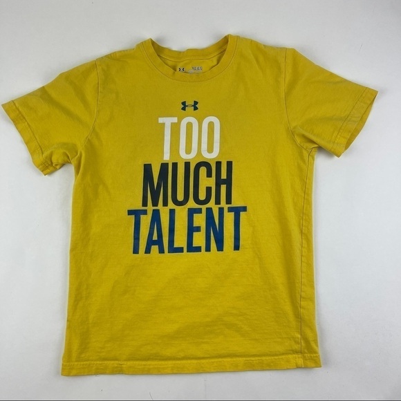 Under Armou Tshirt Boys Youth Large Yellow Loose Fit Heat Gear - Picture 1 of 6